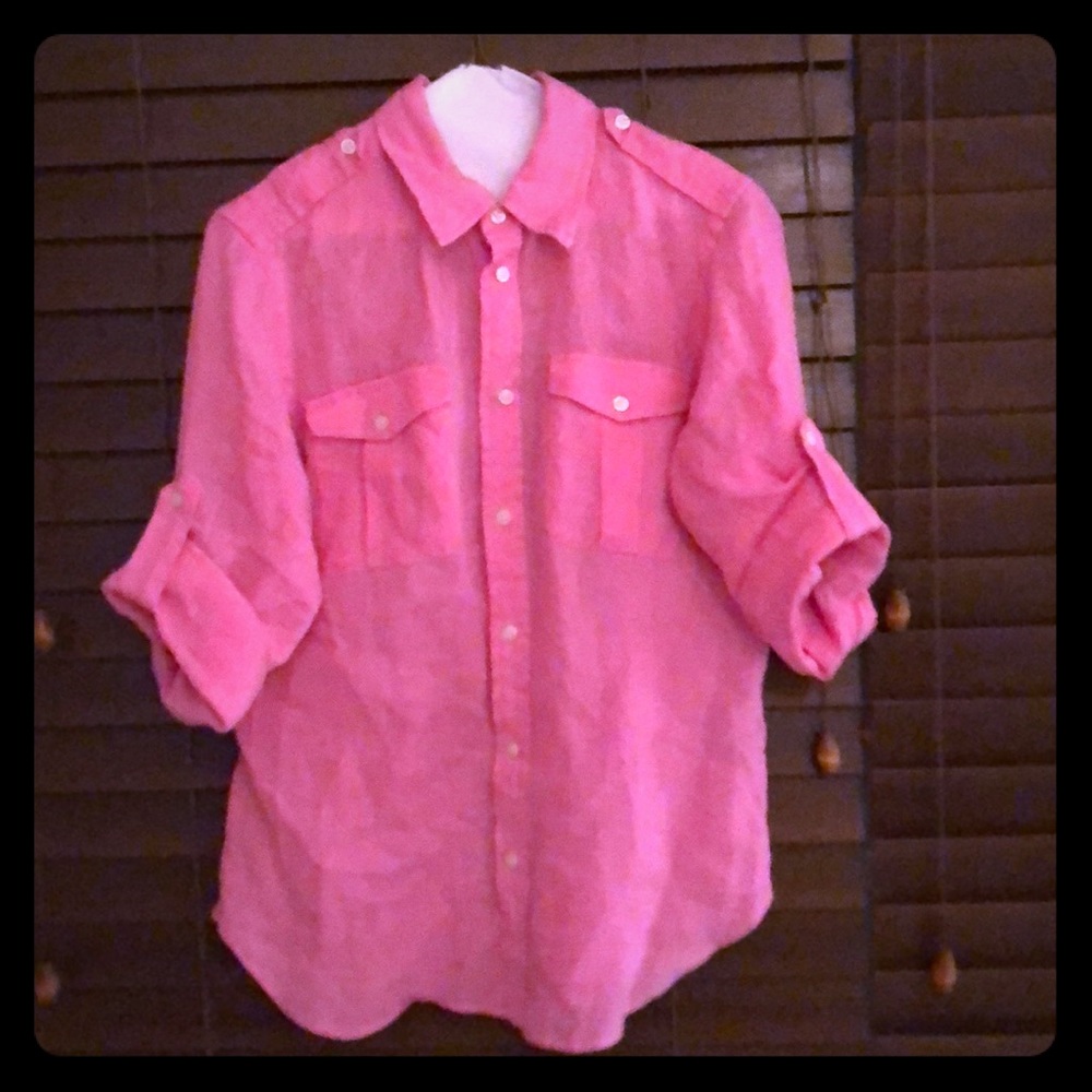 Ralph Lauren Sport Pink Linen Blouse size 10